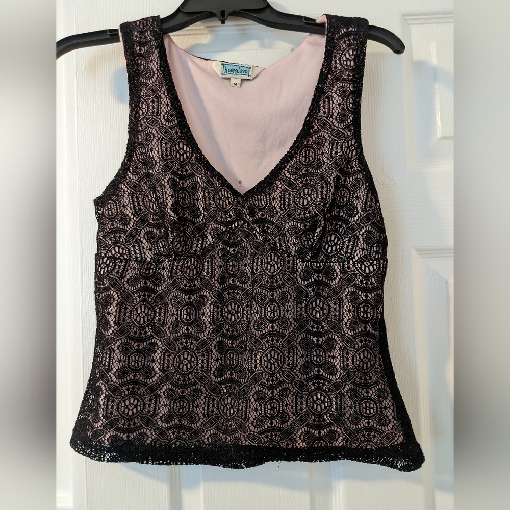 Vintage 90s cropped black and pink tank